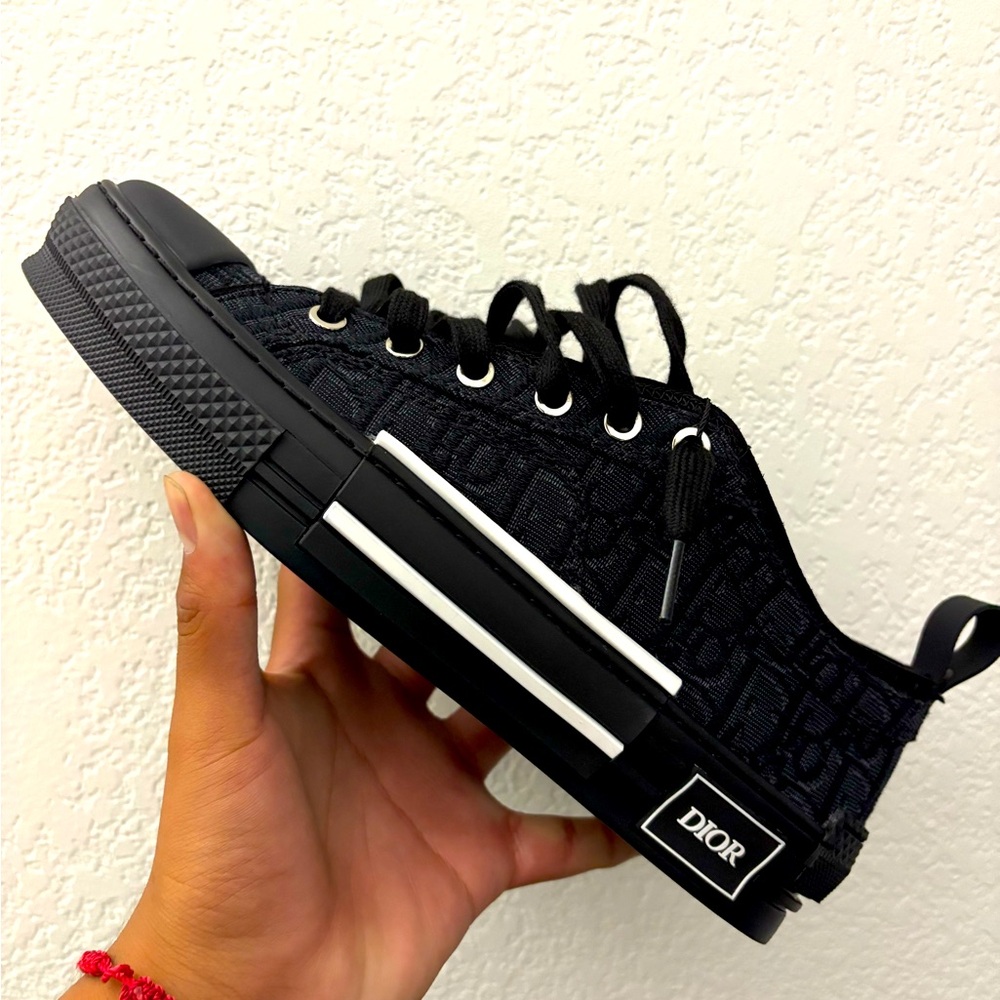 Dior Black Sneakers with Canvas Upper and Rubber Sole